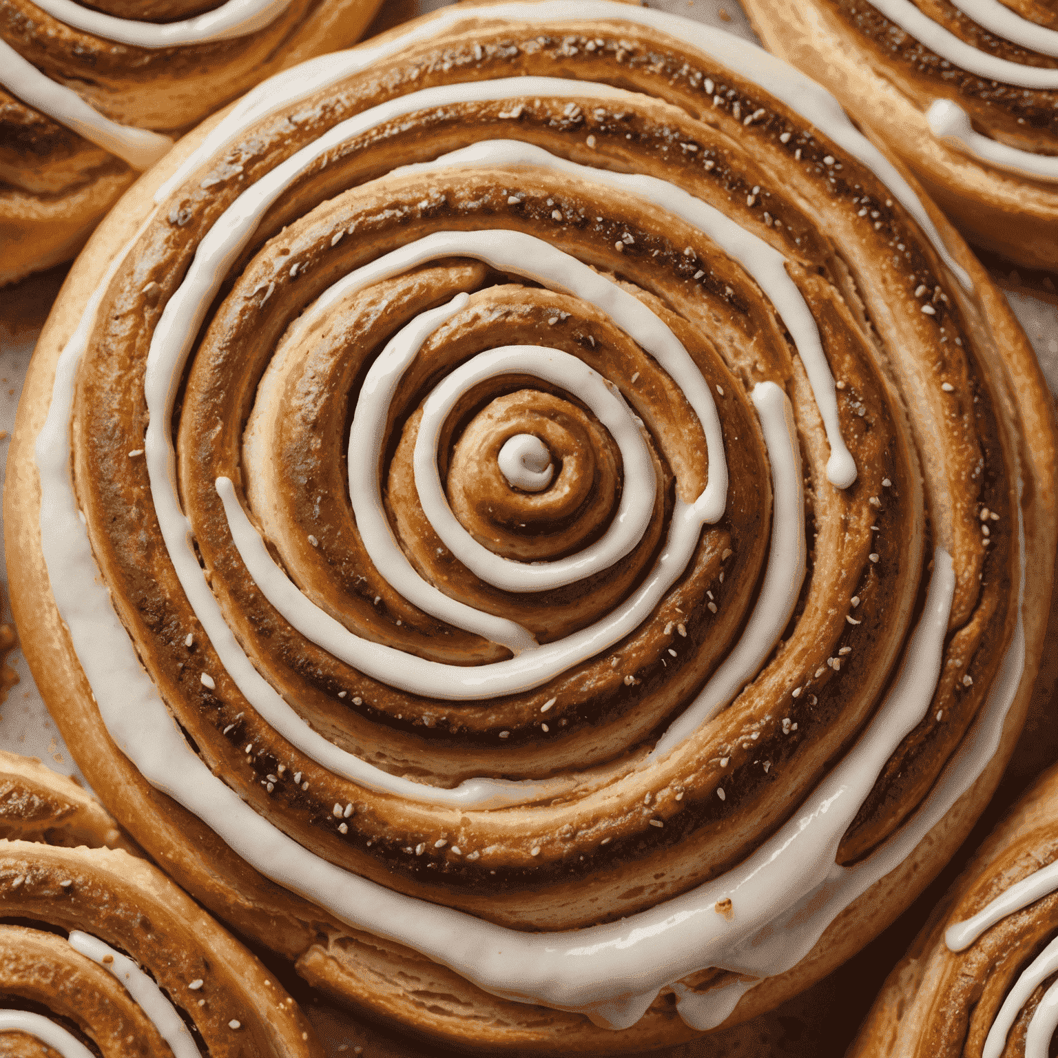 A close-up of a gluten-free cinnamon roll, showcasing the swirls of cinnamon and the texture of the dough